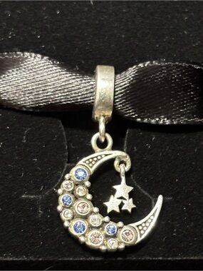 Persona Silver Moon & Stars Bracelet Charm with Blue and Pink Accents